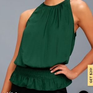 Forest green sleeveless blouse